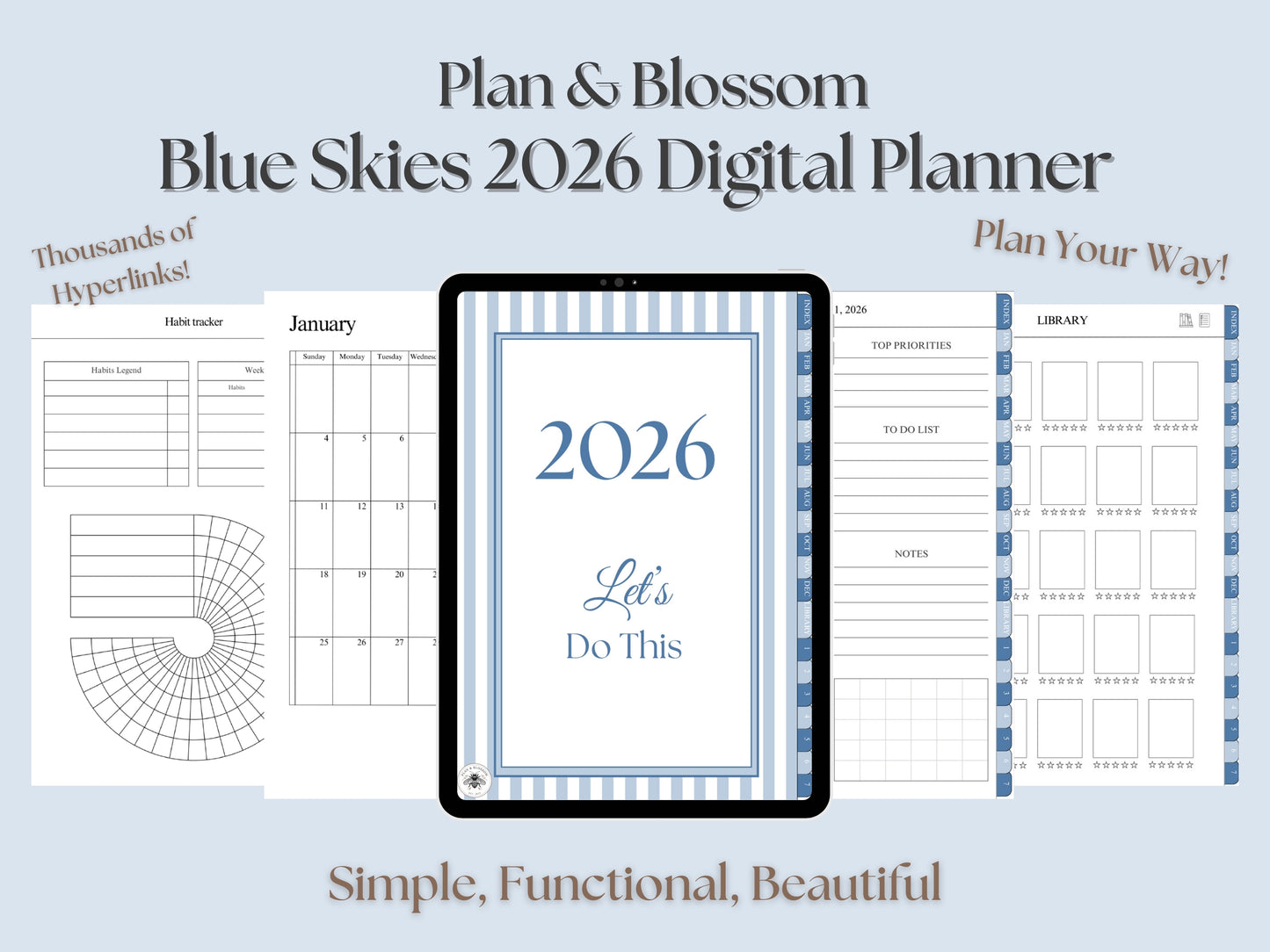 Blue Skies 2026 Digital Planner